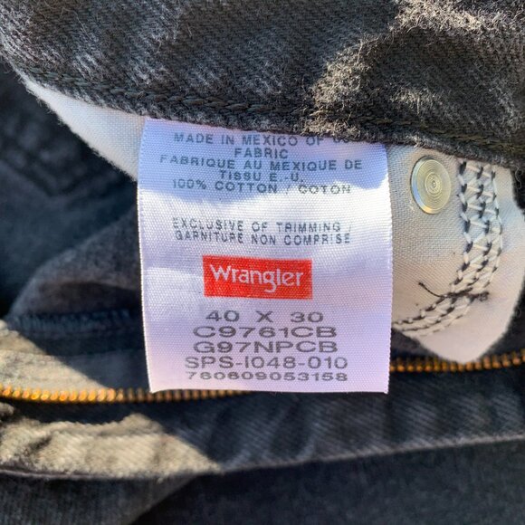 Wrangler Washed Faded Black Denim Straight Leg Dark Wash Classic Relaxed Fit Jea - Picture 6 of 13